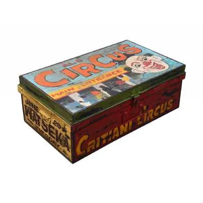 Vintage Style Carnival Antique Iron Hand Painted Circus Storage Trunk 31 x 77cm