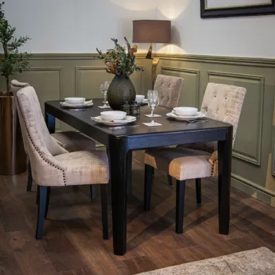Black Wooden 1.8m Large Dining Table with Tapered Legs