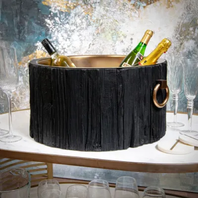 Charcoal Wooden Drinks Tub with Brushed Handles