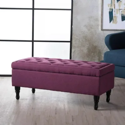 Fuchsia Fabric Ottoman Storage Bench