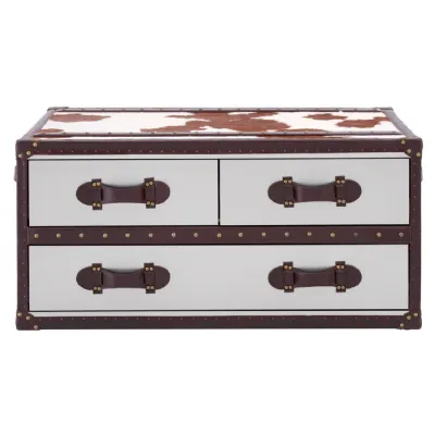 Brown And White Cowhide Coffee Table