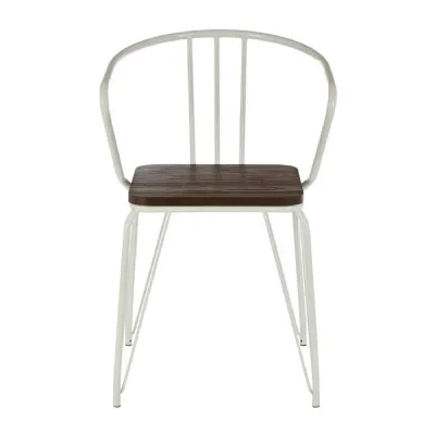 Soft Industrial White Metal Dining Chair