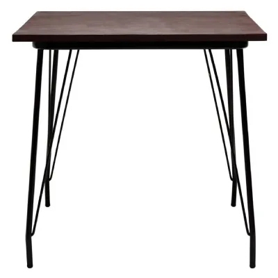 Soft Industrial Black Metal Square Dining Table