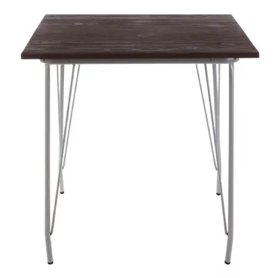 Soft Industrial Grey Metal Square Dining Table