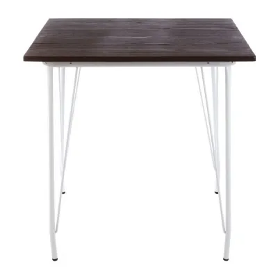 Soft Industrial White Metal Square Dining Table