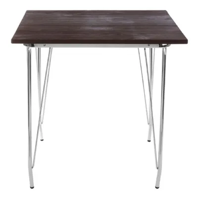Soft Industrial Chrome Metal Square Dining Table