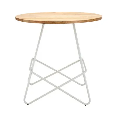 Soft Industrial White Metal Round Dining Table