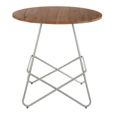 Soft Industrial Grey Metal Round Dining Table