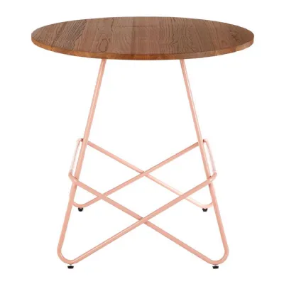 Soft Industrial Pink Metal Round Dining Table