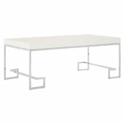 Modern White High Gloss Coffee Table Chrome Steel Legs