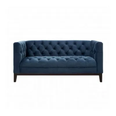 Contemporary Blue Buttoned Boutique 2 Seat Sofa