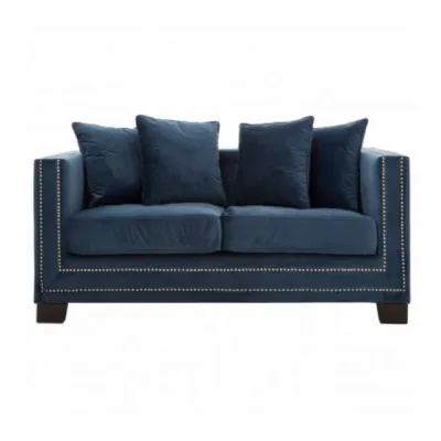 Blue Modern Studded Sofa 2 Seat