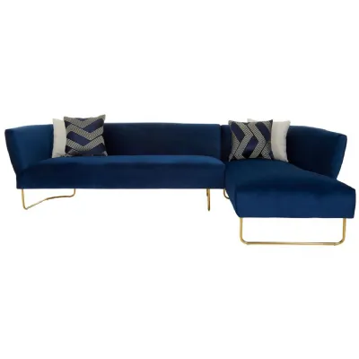 Renee Dark Blue Velvet Corner Sofa