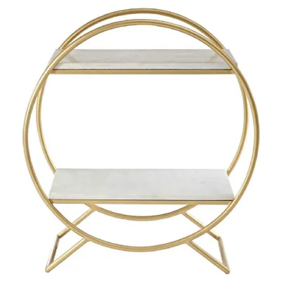Nirav Gold Gin Bar with White Marble Shelves