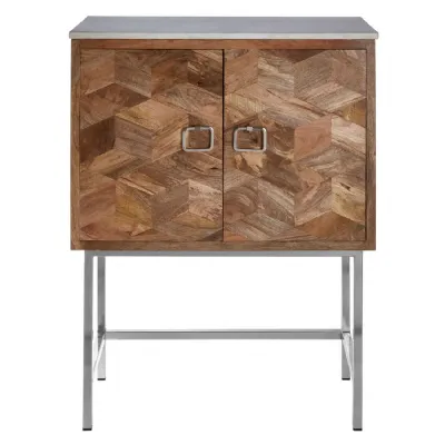 Geometric Mango Wood Side Cabinet