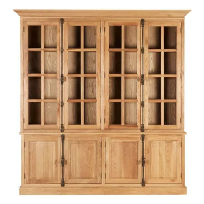 Lyon Rustic Oak 4 Glass Door Display Cabinet
