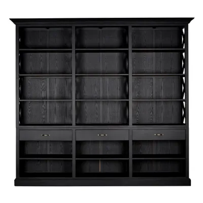 Lyon Black Finish Birch Wood Bookcase