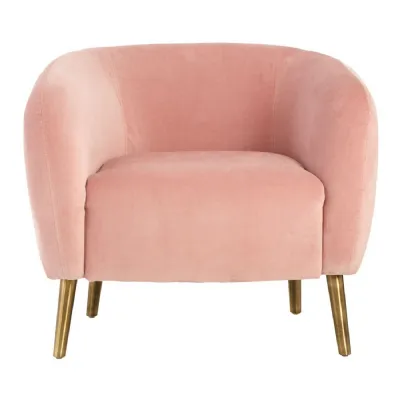Louxor Pink Velvet Chair With Gold Finish Legs
