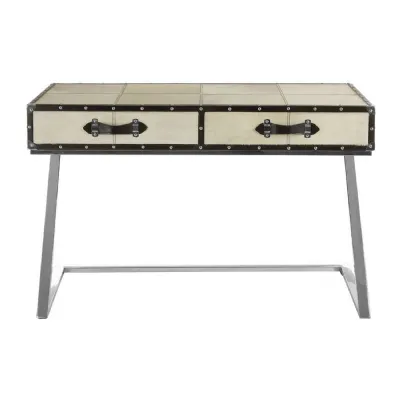 Stainless Steel 2 Drawers Leather Console