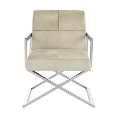 Grey soft leather patchwork directors chair