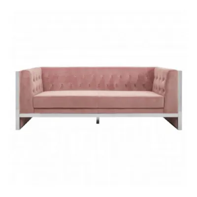 Vogue 3 Seat Pink Velvet Sofa