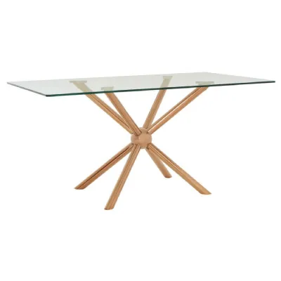 Glass Rectangular Dining Table with Rose Gold Legs
