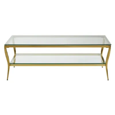 Contemporary Gold Finish Luxe Coffee Table