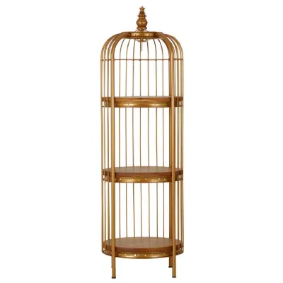 Mantis Small Gold Finish Birdcage Shelf Unit