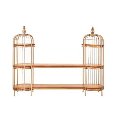 Mantis Long Champagne Birdcage Shelf Unit