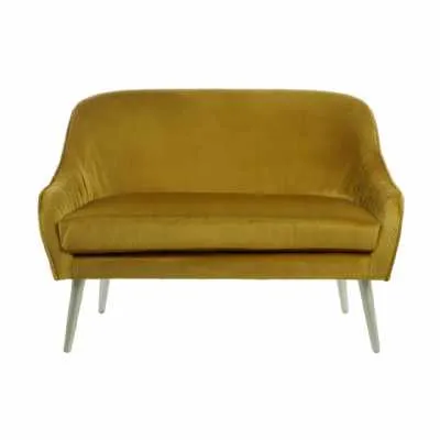 Luxe Design Large Mustard Velvet Sofa With Wooden Tapered Legs