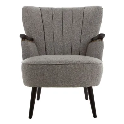 Textured Grey Ribbed Retro Armchair