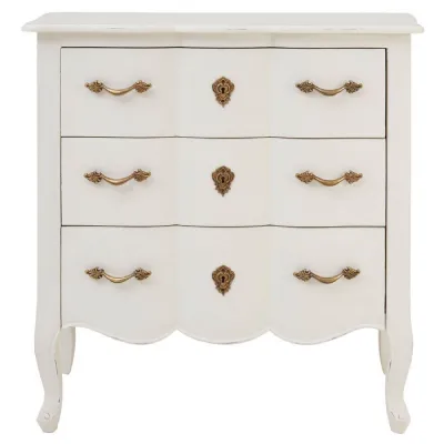 French Chic 3 Drawer White Chest