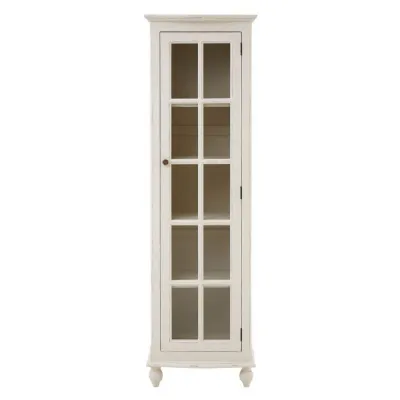 Distressed White Glass Panelled Display Unit