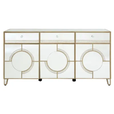 Mirrored Buffet With Crystal Style Knobs