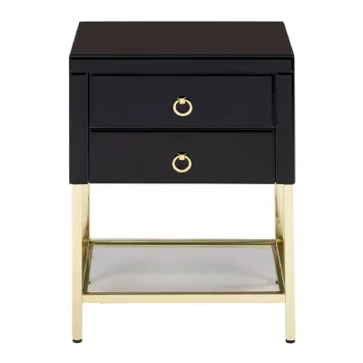 Luxe Gold Finish 2 Drawer Cabinet