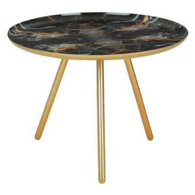 Luxe Black And Gold Tone Faux Marble Coffee Table