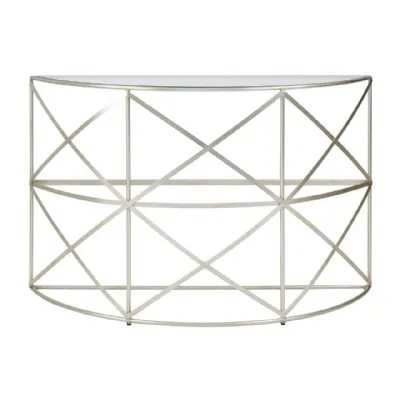 Rubia Silver Leaf Demilune Console Table