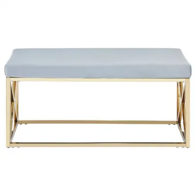 Allure Blue Velvet Gold Finish Bench