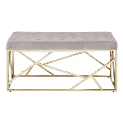 Allure Mink Velvet Gold Finish Frame Bench