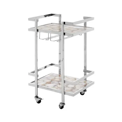 Vita Chic Silver Finish Drinks Trolley
