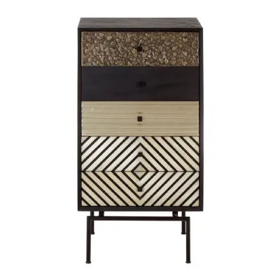 Eclectic Boho Style Multi Patterned Five Drawer