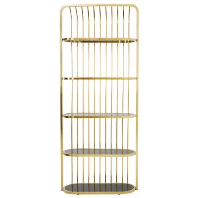 Horizon Gold Finish Cage Design Bookshelf