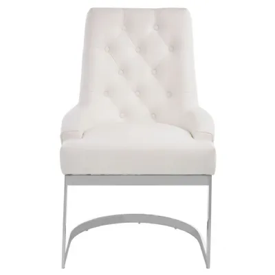Contemporary Ivory Faux Leather Chair