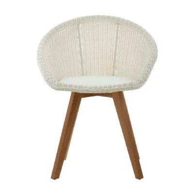 Faux White Rattan Dining Chair