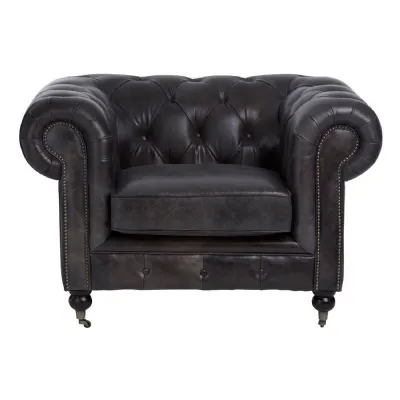 Victor Dark Grey Leather Armchair
