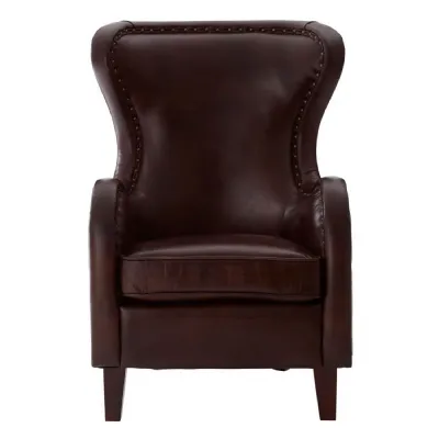 Victor Dark Coffee Leather Wingback Armchair