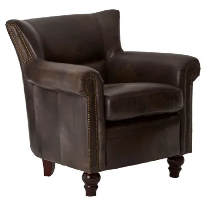 Victor Dark Grey Leather Club Armchair