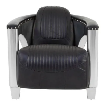 Black Leather Industrial Chair