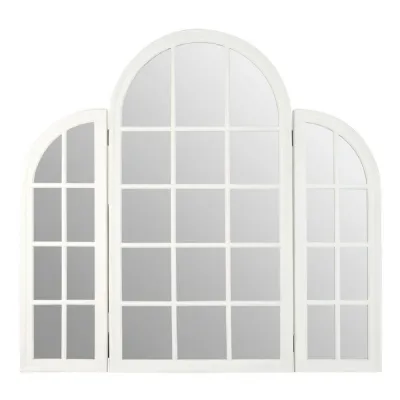 Triptych White Finish Dressing Table Mirror