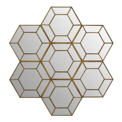 Retro Gold Metallic Hexagonal Wall Mirror